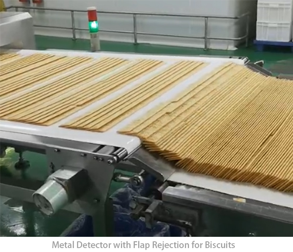 Metal Detector with Flap Rejection for Biscuits