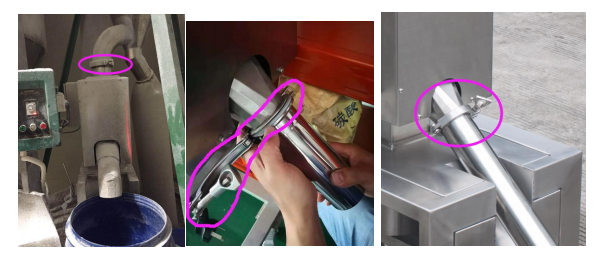 Quick-release clamp connection for easy cleaning and maintenance