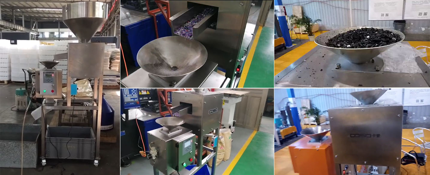 Field application of free fall metal separator in plastic processing pipeline